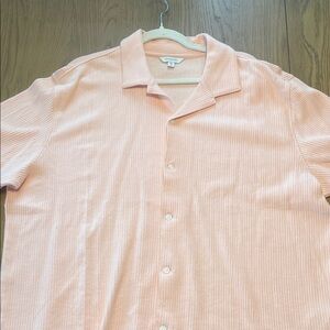 Banana Republic Light Pink Short-Sleeve Camp Collar Button-Up Shirt